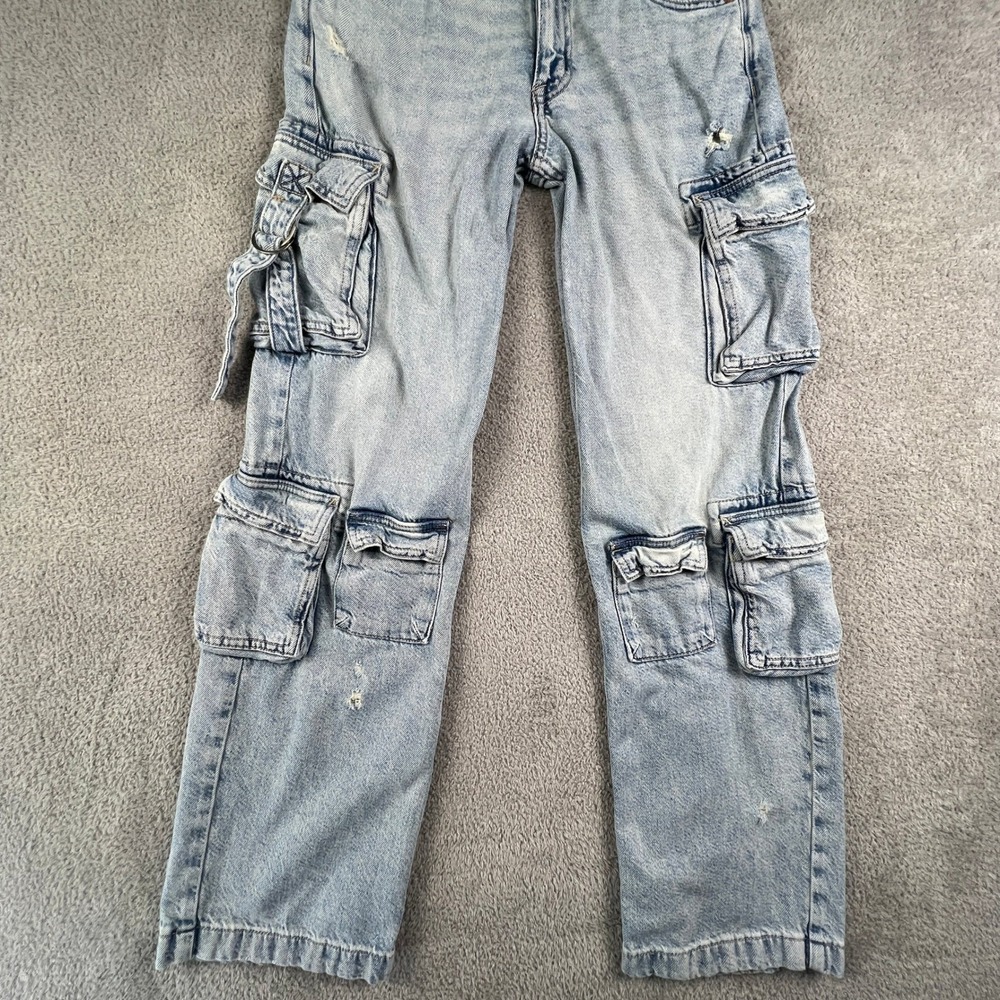 Aeropostale Low Rise Cargo Jeans Womens Small Light Y2K Distressed Utility Pants - Picture 12 of 15